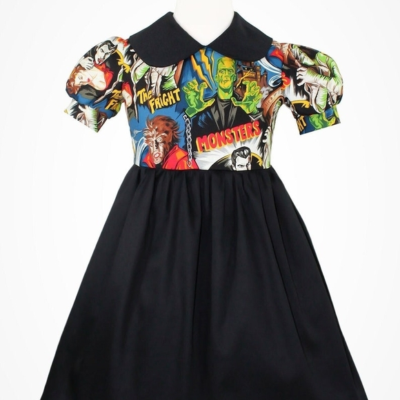 Spooky Monster Print Halloween Dress for Kids - Picture 1 of 4